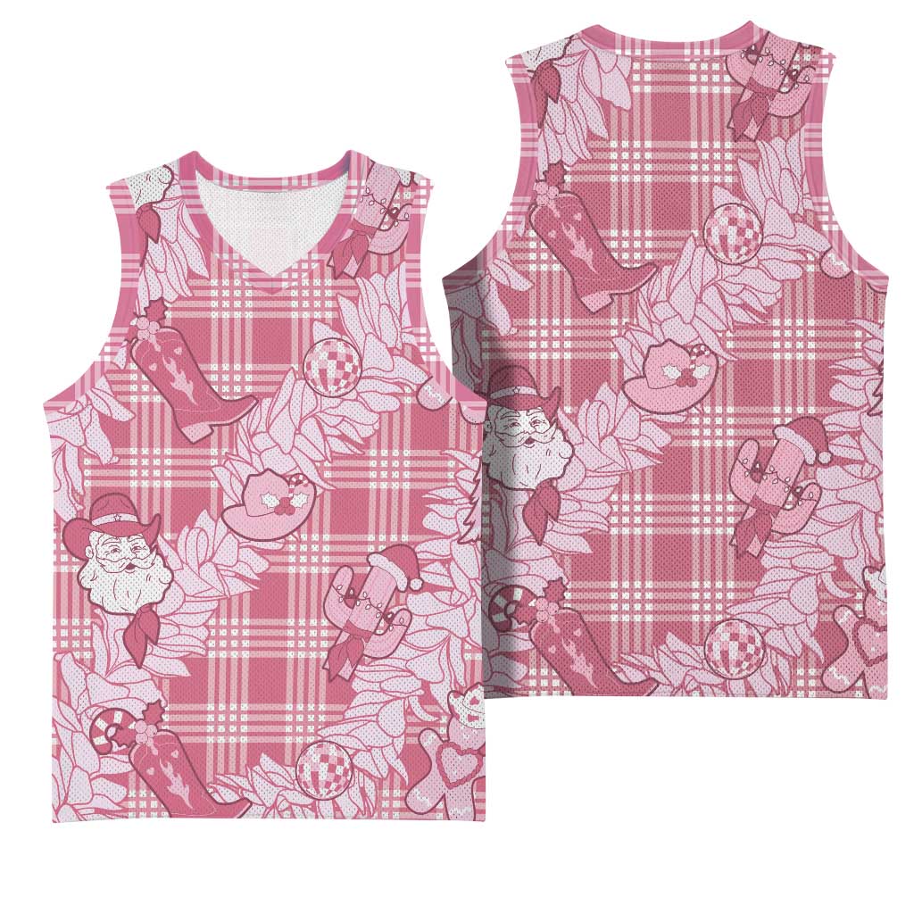 Pink Palaka Hawaii Cowboy Christmas Basketball Jersey Paniolo Mix Maile Lei - Polynesian Pride
