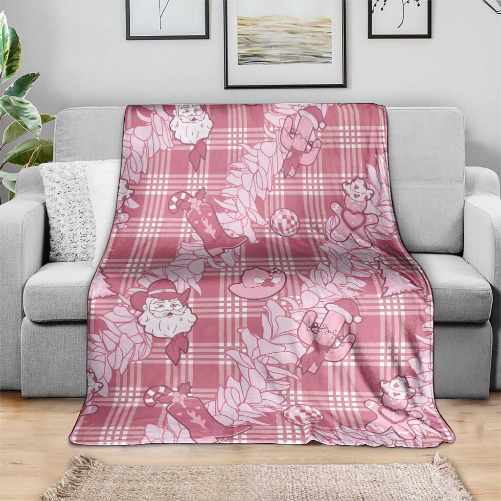 Pink Palaka Hawaii Cowboy Christmas Blanket Paniolo Mix Maile Lei - Polynesian Pride