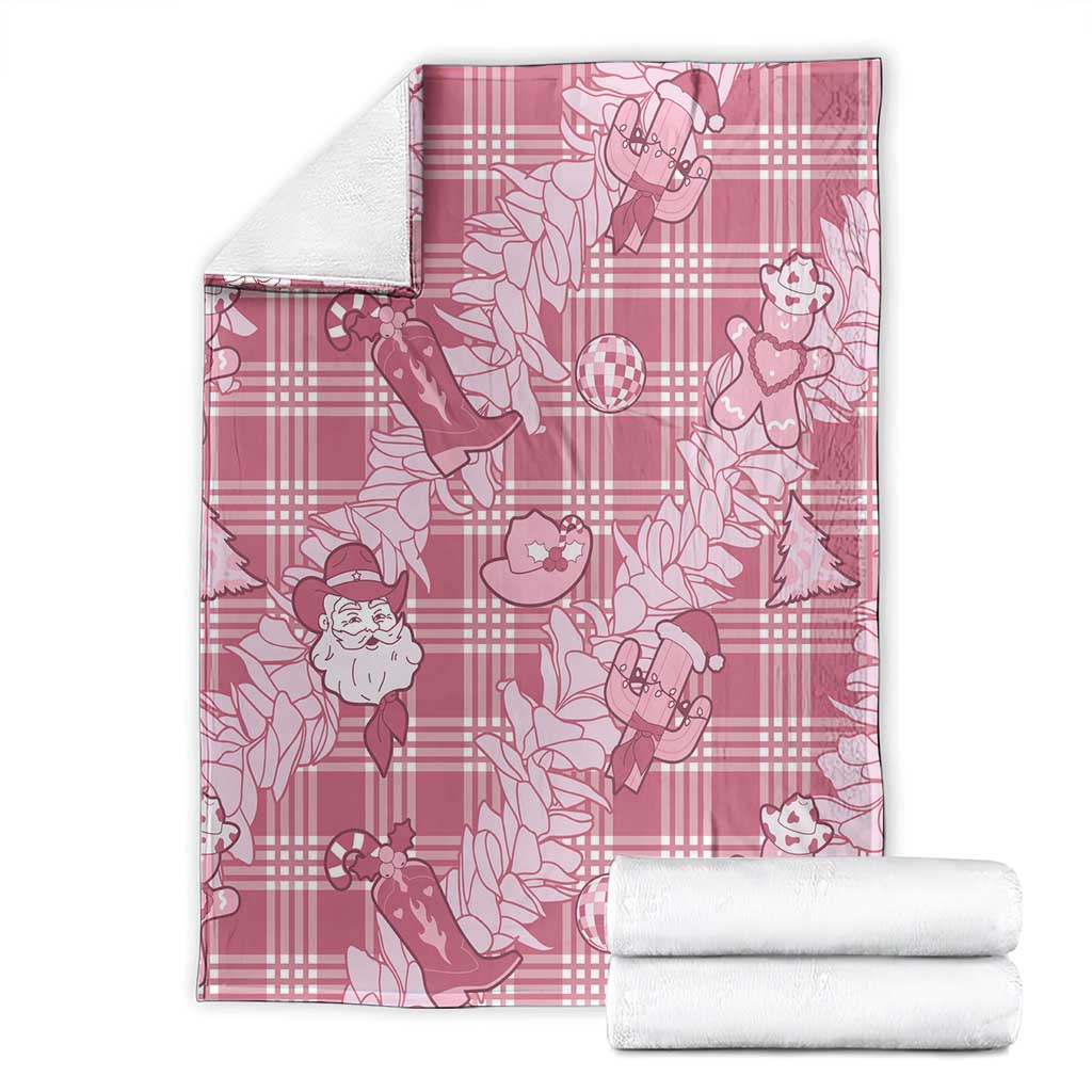 Pink Palaka Hawaii Cowboy Christmas Blanket Paniolo Mix Maile Lei - Polynesian Pride