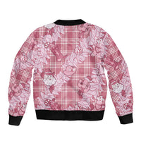 Pink Palaka Hawaii Cowboy Christmas Bomber Jacket Paniolo Mix Maile Lei - Polynesian Pride