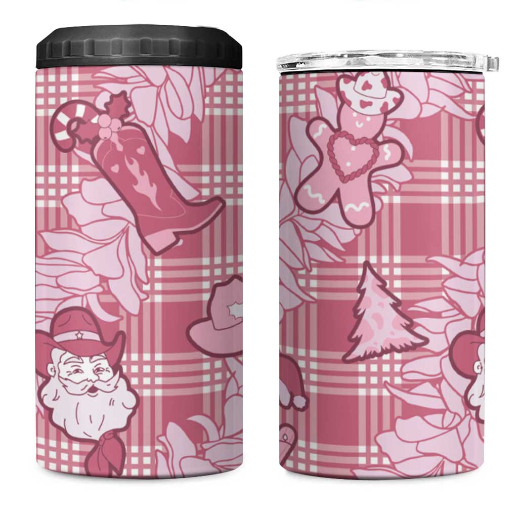 Pink Palaka Hawaii Cowboy Christmas 4 in 1 Can Cooler Tumbler Paniolo Mix Maile Lei - Polynesian Pride