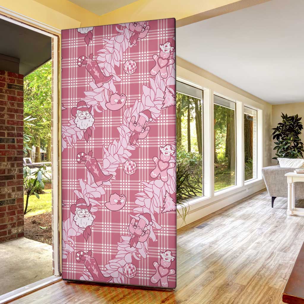 Pink Palaka Hawaii Cowboy Christmas Door Cover Paniolo Mix Maile Lei - Polynesian Pride