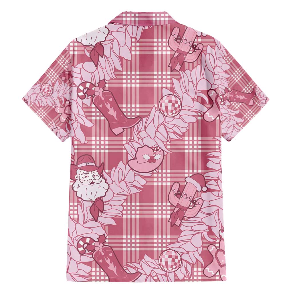 Pink Palaka Hawaii Cowboy Christmas Family Matching Puletasi and Hawaiian Shirt Paniolo Mix Maile Lei - Polynesian Pride