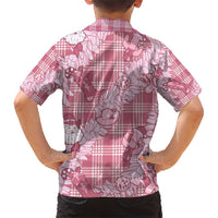 Pink Palaka Hawaii Cowboy Christmas Family Matching Short Sleeve Bodycon Dress and Hawaiian Shirt Paniolo Mix Maile Lei LT7 - Polynesian Pride
