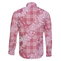 Pink Palaka Hawaii Cowboy Christmas Family Matching Short Sleeve Bodycon Dress and Hawaiian Shirt Paniolo Mix Maile Lei LT7 - Polynesian Pride