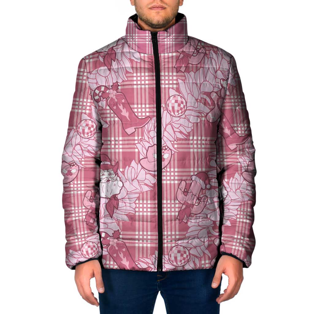 Pink Palaka Hawaii Cowboy Christmas Padded Jacket Paniolo Mix Maile Lei - Polynesian Pride