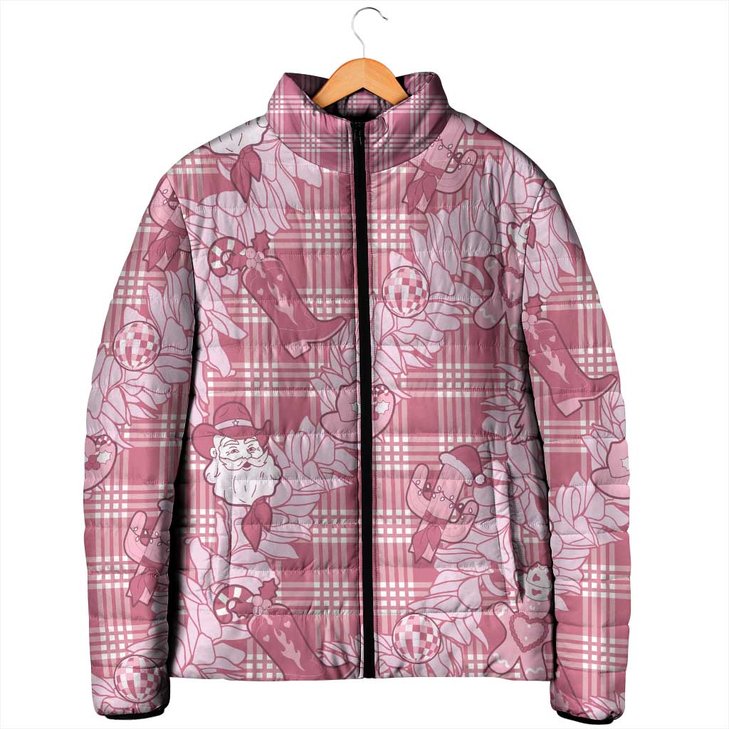 Pink Palaka Hawaii Cowboy Christmas Padded Jacket Paniolo Mix Maile Lei - Polynesian Pride