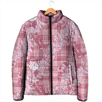 Pink Palaka Hawaii Cowboy Christmas Padded Jacket Paniolo Mix Maile Lei - Polynesian Pride