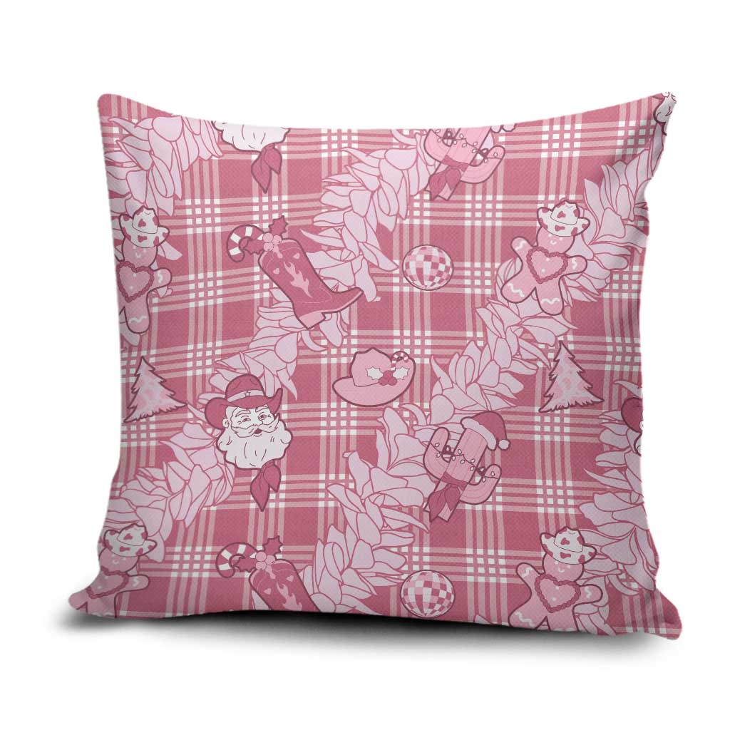 Pink Palaka Hawaii Cowboy Christmas Pillow Cover Paniolo Mix Maile Lei - Polynesian Pride