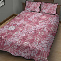 Pink Palaka Hawaii Cowboy Christmas Quilt Bed Set Paniolo Mix Maile Lei - Polynesian Pride