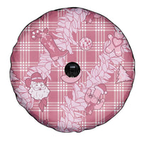 Pink Palaka Hawaii Cowboy Christmas Spare Tire Cover Paniolo Mix Maile Lei - Polynesian Pride