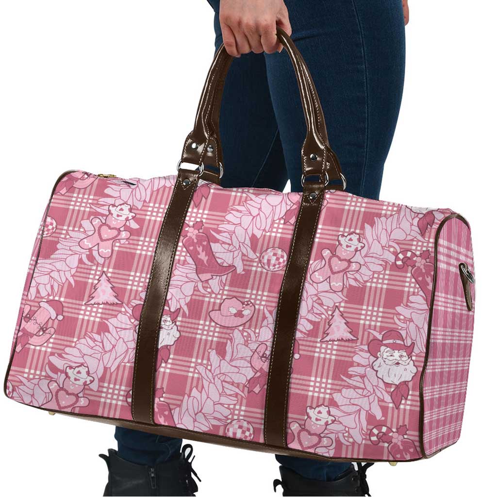 Pink Palaka Hawaii Cowboy Christmas Travel Bag Paniolo Mix Maile Lei - Polynesian Pride