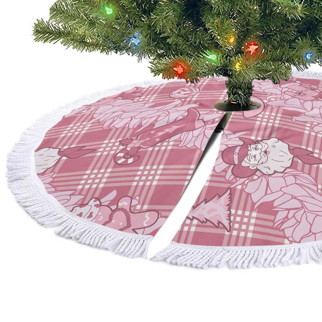 Pink Palaka Hawaii Cowboy Christmas Tree Skirt Paniolo Mix Maile Lei - Polynesian Pride