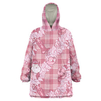 Pink Palaka Hawaii Cowboy Christmas Wearable Blanket Hoodie Paniolo Mix Maile Lei - Polynesian Pride