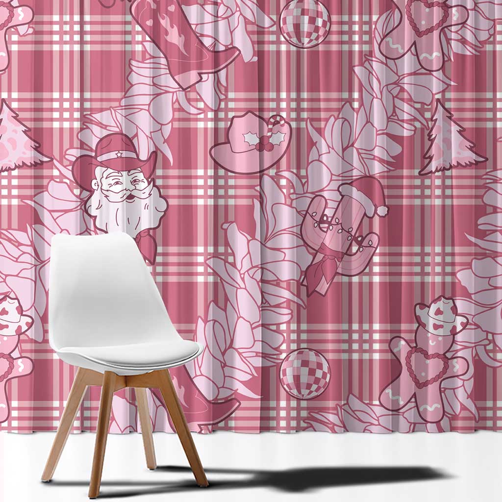 Pink Palaka Hawaii Cowboy Christmas Window Curtain Paniolo Mix Maile Lei - Polynesian Pride