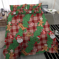 Red Palaka Hawaii Cowboy Christmas Bedding Set Paniolo Mix Maile Lei - Polynesian Pride