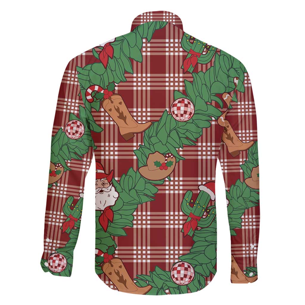 Red Palaka Hawaii Cowboy Christmas Family Matching Mermaid Dress and Hawaiian Shirt Paniolo Mix Maile Lei - Polynesian Pride