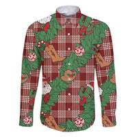 Red Palaka Hawaii Cowboy Christmas Family Matching Summer Maxi Dress and Hawaiian Shirt Paniolo Mix Maile Lei - Polynesian Pride