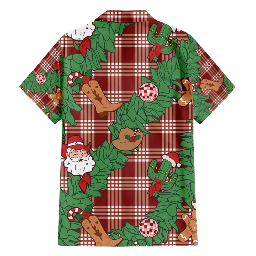 Red Palaka Hawaii Cowboy Christmas Family Matching Tank Maxi Dress and Hawaiian Shirt Paniolo Mix Maile Lei - Polynesian Pride