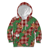 Red Palaka Hawaii Cowboy Christmas Kid Hoodie Paniolo Mix Maile Lei - Polynesian Pride