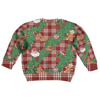 Red Palaka Hawaii Cowboy Christmas Kid Ugly Christmas Sweater Paniolo Mix Maile Lei - Polynesian Pride