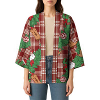 Red Palaka Hawaii Cowboy Christmas Kimono Paniolo Mix Maile Lei - Polynesian Pride