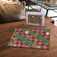 Red Palaka Hawaii Cowboy Christmas Puzzle Paniolo Mix Maile Lei - Polynesian Pride