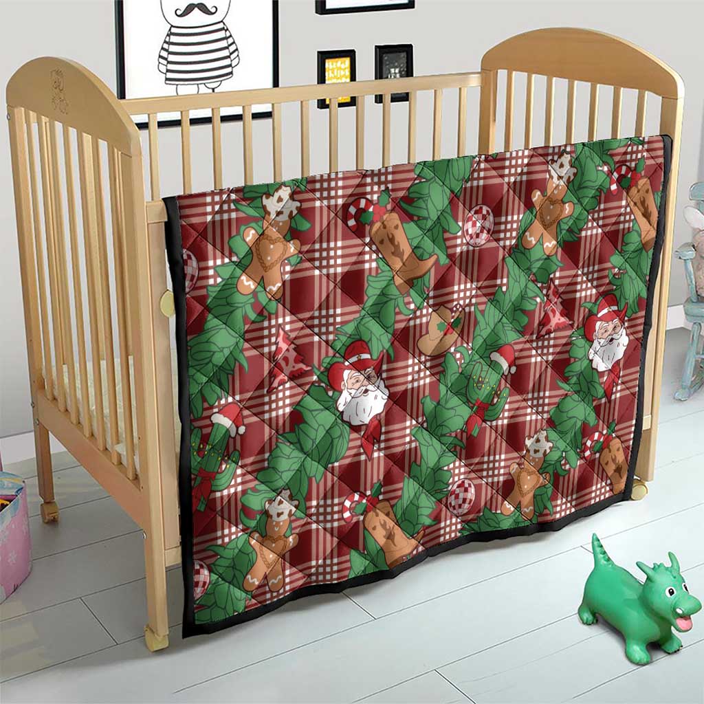 Red Palaka Hawaii Cowboy Christmas Quilt Paniolo Mix Maile Lei - Polynesian Pride