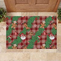 Red Palaka Hawaii Cowboy Christmas Rubber Doormat Paniolo Mix Maile Lei - Polynesian Pride