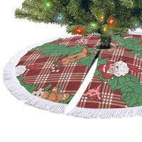 Red Palaka Hawaii Cowboy Christmas Tree Skirt Paniolo Mix Maile Lei - Polynesian Pride