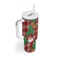 Red Palaka Hawaii Cowboy Christmas Tumbler With Handle Paniolo Mix Maile Lei - Polynesian Pride