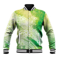 Tahiti Tiare Marble Glaze Baseball Jacket Spring Green LT7 Unisex Yellow Green - Polynesian Pride
