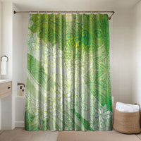 Tahiti Tiare Marble Glaze Bathroom Set Spring Green LT7 Shower Curtain Only Yellow Green - Polynesian Pride