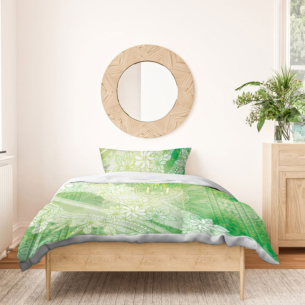 Tahiti Tiare Marble Glaze Bedding Set Spring Green LT7 - Polynesian Pride