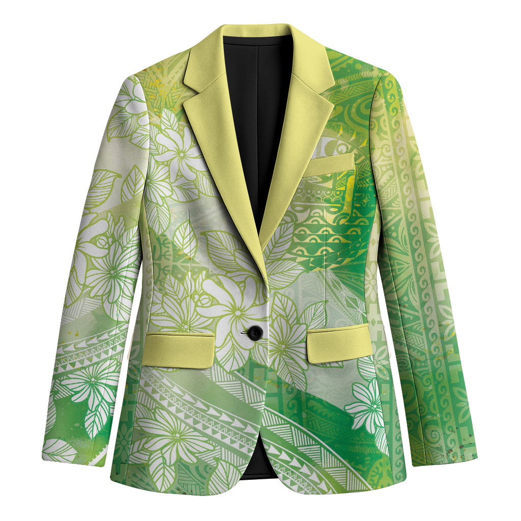 Tahiti Tiare Marble Glaze Blazer Spring Green LT7 Unisex Yellow Green - Polynesian Pride