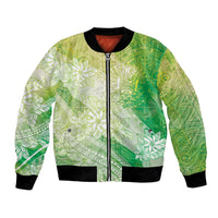 Tahiti Tiare Marble Glaze Bomber Jacket Spring Green LT7 Unisex Yellow Green - Polynesian Pride
