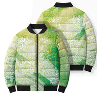 Tahiti Tiare Marble Glaze Bomber Puffer Jacket Spring Green LT7 - Polynesian Pride
