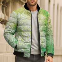 Tahiti Tiare Marble Glaze Bomber Puffer Jacket Spring Green LT7 - Polynesian Pride