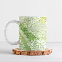 Tahiti Tiare Marble Glaze Ceramic Mug Spring Green LT7 Yellow Green - Polynesian Pride