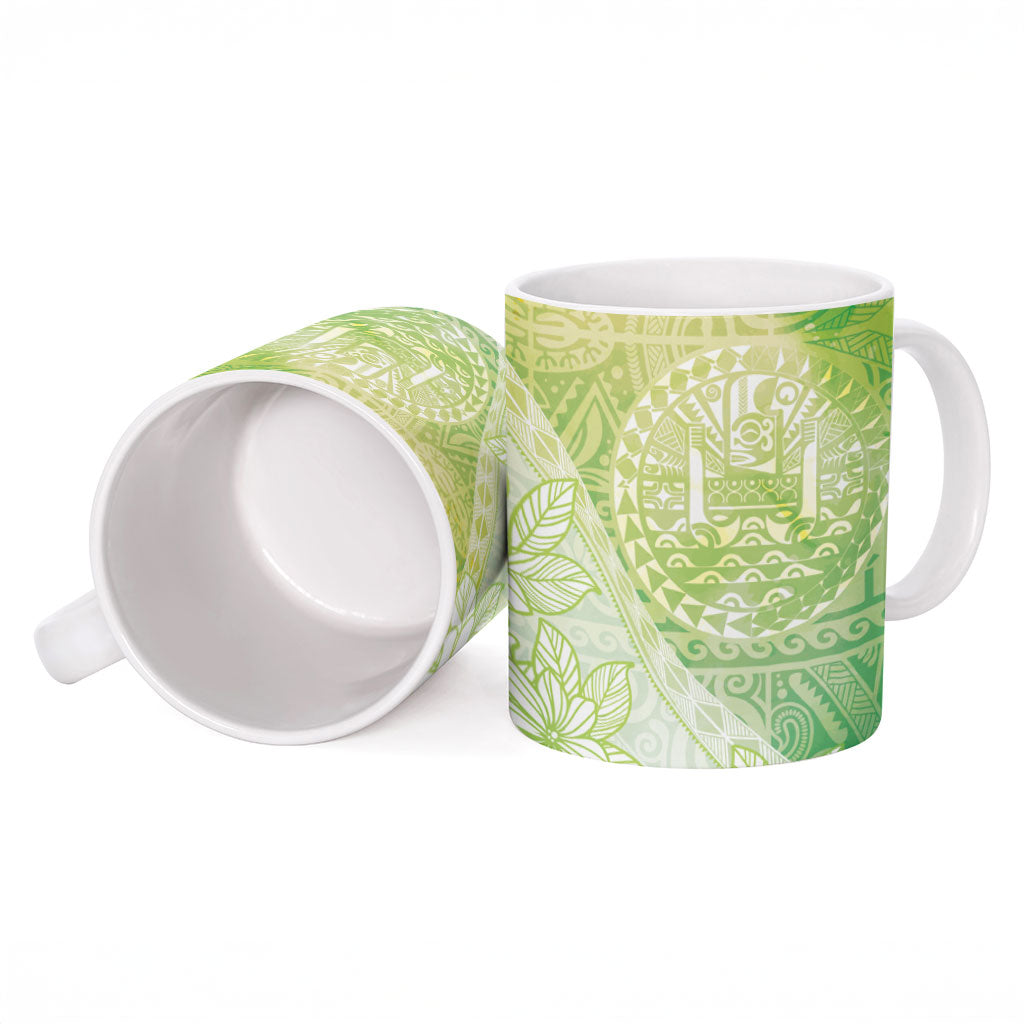 Tahiti Tiare Marble Glaze Ceramic Mug Spring Green LT7 - Polynesian Pride