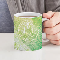 Tahiti Tiare Marble Glaze Ceramic Mug Spring Green LT7 - Polynesian Pride