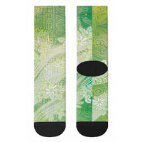 Tahiti Tiare Marble Glaze Crew Socks Spring Green LT7 - Polynesian Pride
