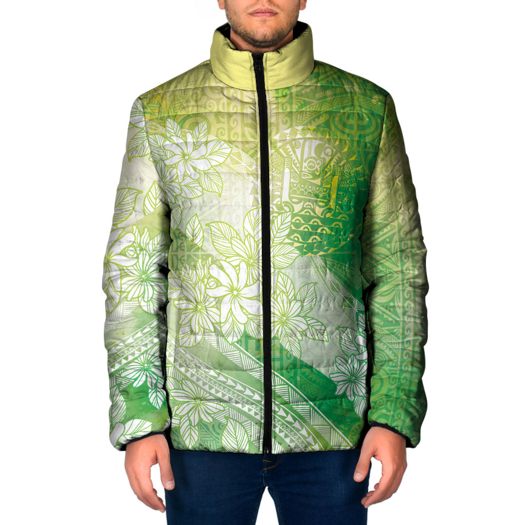 Tahiti Tiare Marble Glaze Padded Jacket Spring Green LT7 Men Yellow Green - Polynesian Pride