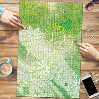 Tahiti Tiare Marble Glaze Puzzle Spring Green LT7 Yellow Green - Polynesian Pride