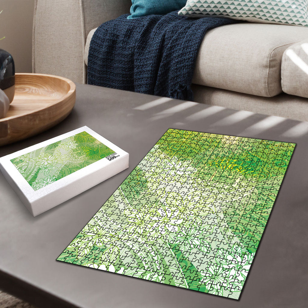 Tahiti Tiare Marble Glaze Puzzle Spring Green LT7 - Polynesian Pride