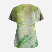 Tahiti Tiare Marble Glaze Scrub Top Spring Green LT7 - Polynesian Pride