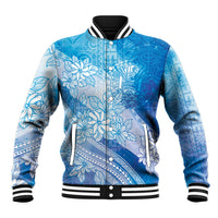 Tahiti Tiare Marble Glaze Baseball Jacket Winter Blue LT7 Unisex Light Blue - Polynesian Pride