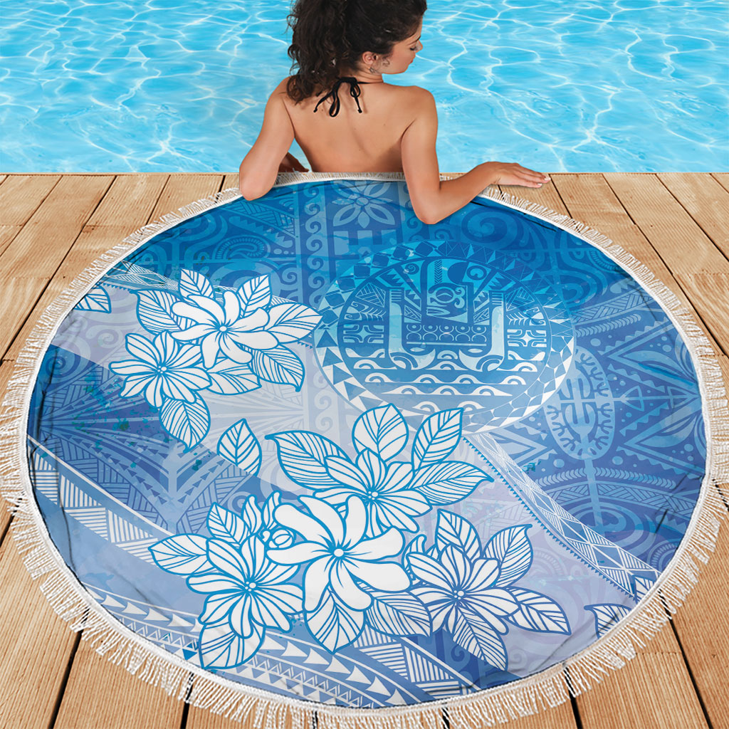 Tahiti Tiare Marble Glaze Beach Blanket Winter Blue LT7 - Polynesian Pride