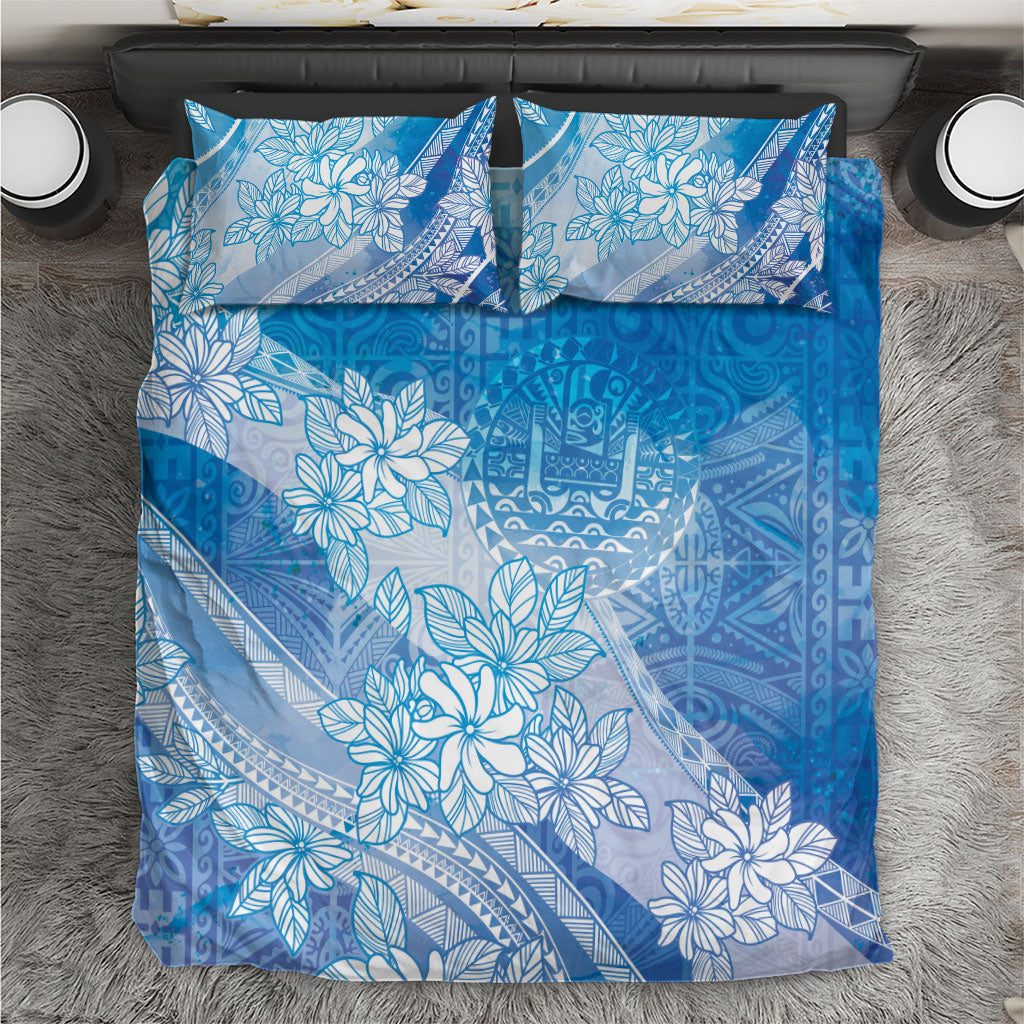 Tahiti Tiare Marble Glaze Bedding Set Winter Blue