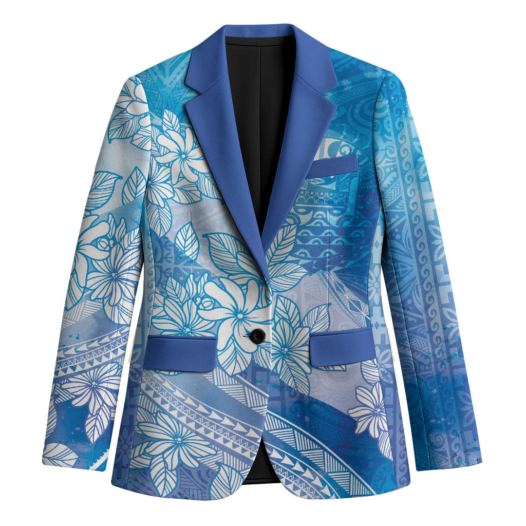 Tahiti Tiare Marble Glaze Blazer Winter Blue LT7 Unisex Light Blue - Polynesian Pride